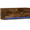TV staliukas Sieninė TV spintelė su LED lemputėmis, dūminė, 100x31x35cm