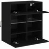 TV staliukas Sieninė TV spintelė su LED lemputėmis, juoda, 58,5x30x60,5cm