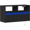 TV staliukas Sieninė TV spintelė su LED lemputėmis, juoda, 80x31x45cm