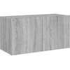 TV staliukas Sieninė TV spintelė su LED lemputėmis, pilka ąžuolo, 80x35x41cm
