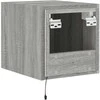 TV staliukas Sieninė TV spintelė su LED lemputėmis, pilka, 30,5x35x30cm