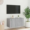 TV staliukas Sieninė TV spintelė su LED lemputėmis, pilka ąžuolo, 80x35x41cm