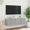 TV staliukas Sieninė TV spintelė su LED lemputėmis, pilka, 100x35x31cm