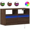 TV staliukas Sieninė TV spintelė su LED lemputėmis, ruda ąžuolo, 80x31x45cm