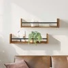 Sieninė lentyna su saugykla 2 pcs Senas medis 60 x 16 x 14 cm