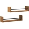 Sieninė lentyna su saugykla 2 pcs Senas medis 60 x 16 x 14 cm