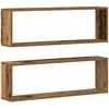 Sieninės lentynos su lentyna 2 pcs Senas medis 80 x 15 x 26 cm