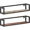 Sieninės lentynos, 2vnt., 80cm, perdirbtos medienos masyvas