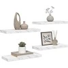 Sieninė lentyna su saugykla 4 pcs Balti marmuro 60 x 23 x 4 cm