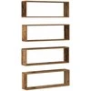 Sieninės lentynos su lentyna 4 pcs Senas medis 80 x 15 x 26 cm