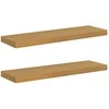 Sieninė lentyna 2 pcs Smėlio 90 x 23,5 x 4 cm Apdirbta mediena