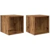 Sieninė spintelė su lentyna 2 pcs Senas medis 37 x 37 x 37 cm