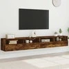 TV staliukas Sieninės TV spintelės, 2vnt., dūminės, 100x30x30cm, mediena