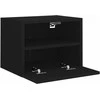 TV staliukas Sieninės TV spintelės, 2vnt., juodos, 40x30x30cm, mediena