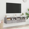 TV staliukas Sieninės TV spintelės, 2vnt., pilkos, 60x30x30cm, mediena