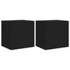 TV staliukas Sieninės TV spintelės su LED, 2vnt., juodos, 40,5x35x40cm