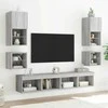TV staliukas Sieninės TV spintelės su LED, 2vnt., pilkos, 30x28,5x30cm