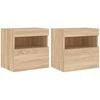TV staliukas Sieninės TV spintelės su LED, 2vnt., sonoma ąžuolo, 40x30x40cm