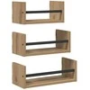 Sieninių lentynų komplektas 3 pcs Amatininkų ąžuolas 40x16x14cm