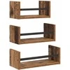 Sieninių lentynų komplektas 3 pcs Senovinis medis 40x16x14cm