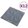 Sienų plokštės 12 pcs Diamond Pilkas 50 x 50 cm XPS Putplastis