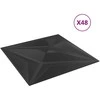 Sienų plokštės 48 pcs Juodas Star 50 x 50 cm XPS Putplastis