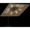 Skėtis nuo saulės su LED/plieniniu stulpu, rudas, 246x246x230cm