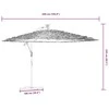 Skėtis nuo saulės su LED/plieniniu stulpu, rudas, 269x269x235cm