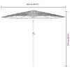 Skėtis nuo saulės su LED/plieniniu stulpu, rudas, 223x223x213cm