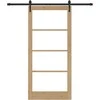 Slankios durys 93 x 202 cm Tvirtos pušies mediena ir stiklas