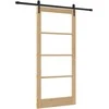 Slankios durys 93 x 202 cm Tvirtos pušies mediena ir stiklas
