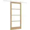 Slankios durys 93 x 202 cm Tvirtos pušies mediena ir stiklas