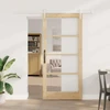 Slankios durys 93 x 202 cm Tvirtos pušies mediena ir stiklas