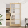 Slankios durys 93 x 202 cm Tvirtos pušies mediena ir stiklas