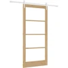 Slankios durys 93 x 202 cm Tvirtos pušies mediena ir stiklas