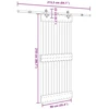 Slankios durys NARVIK Natūrali ir juoda 90 x 210 cm (213,5 cm)