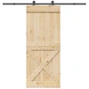 Slankios durys NARVIK Natūrali ir juoda 95 x 210 cm (213,5 cm)