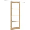 Slankios durys 93 x 232 cm Tvirtos pušies mediena ir stiklas