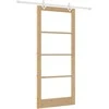 Slankios durys 93 x 211 cm Tvirtos pušies mediena ir stiklas