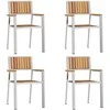 Sodo Kėdė 4 pcs Kietas akacijos medis ir nerūdijančio plieno