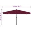 Sodo skėtis Bordo raudona 395 x 395 x 245 cm Poliesteris