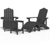 Sodo Adirondack kėdės su pakojomis ir staliuku, antracito, HDPE