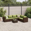 Sodo baldų komplektas su pagalvėlėmis, 7 dalių, rudas