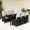 Lauko baldų komplektas Sodo bistro komplektas su pagalvėmis, 7 dalių, juodas, ratanas