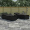 Sodo gultai su pagalve 3 pcs Juoda Poli ratanas