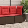Sodo kampinė sofa su pagalvėlėmis, ruda, poliratanas