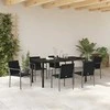 Lauko baldų komplektas Sodo valgomojo komplektas 7 pcs Juoda ir pilka PE ratanas