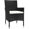 Sodo kėdės su pagalvėlėmis, 4 vnt., juodos spalvos, polirotangas
