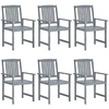 Sodo kėdės su pagalvėlėmis, 6vnt., pilkos, akacijos masyvas