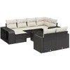 Sodo komplektas su pagalvėlėmis, 11 dalių, juodas, poliratanas